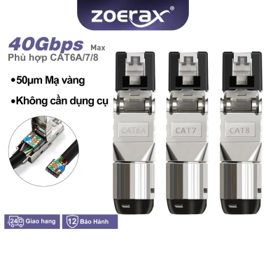 ZOERAX Đầu nối RJ45 không cần công cụ Cat6 Cat7 Cat8 - Phích cắm Ethernet tái sử dụng, lắp nhanh, giá ưu đãi 68.090 VND ZOERAX Đầu nối RJ45 không cần công cụ Cat6 Cat7 Cat8 - Phích cắm Ethernet tái sử dụng, lắp nhanh, giá ưu đãi 68.090 VND