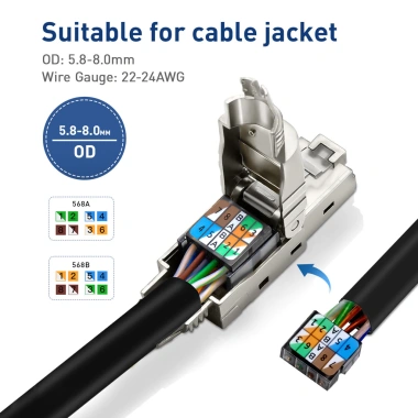 ZOERAX Đầu nối RJ45 không cần công cụ Cat6 Cat7 Cat8 - Phích cắm Ethernet tái sử dụng, lắp nhanh, giá ưu đãi 68.090 VND 4 ZOERAX Đầu nối RJ45 không cần công cụ Cat6 Cat7 Cat8 - Phích cắm Ethernet tái sử dụng, lắp nhanh, giá ưu đãi 68.090 VND 4