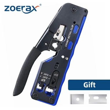 ZoeRax Dụng Cụ Crimp RJ45 Pass-Through 4 trong 1 Crimper Stripper Cutter cho Cat5/6 - Giá chỉ 247.499 VND