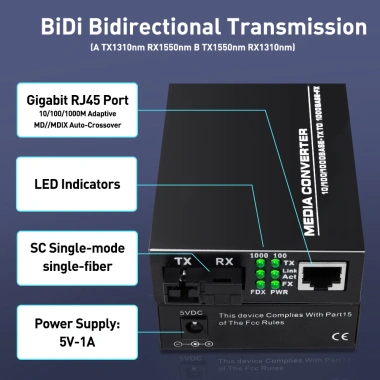 ZoeRax Gigabit Fiber Optic Transceiver SC Singlemode RJ45 Cổng thu phát quang, giá 203.500₫ 3