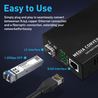 ZoeRax Gigabit SFP LC Đa chế độ Chuyển đổi Sợi quang sang RJ45 Ethernet 214.500₫ 5 ZoeRax Gigabit SFP LC Đa chế độ Chuyển đổi Sợi quang sang RJ45 Ethernet 214.500₫ 5