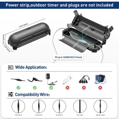ZOERAX IP44 Hộp Cáp Chống Thấm Nước FS – Ốp Lưng Bảo Vệ Dây Nguồn Ngoài Trời Màu Đen, Giá Ưu Đãi 142.999₫ 3