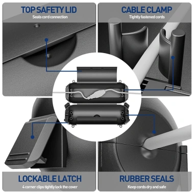 ZOERAX IP44 Hộp Cáp Chống Thấm Nước FS – Ốp Lưng Bảo Vệ Dây Nguồn Ngoài Trời Màu Đen, Giá Ưu Đãi 142.999₫ 4