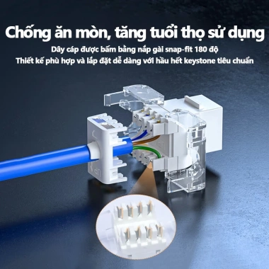 ZoeRax Jack Keystone RJ45 CAT5E/CAT6 Không Cần Dụng Dụng Cụ, Lắp Đặt Dễ Dàng - Giá 76.999 VND 3 ZoeRax Jack Keystone RJ45 CAT5E/CAT6 Không Cần Dụng Dụng Cụ, Lắp Đặt Dễ Dàng - Giá 76.999 VND 3