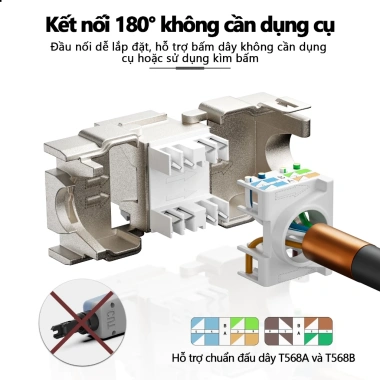 ZoeRax Keystone Jack RJ45 Cat6a/Cat6/Cat5e STP hợp kim kẽm không dụng cụ, hỗ trợ cáp 22‑26 AWG 2 ZoeRax Keystone Jack RJ45 Cat6a/Cat6/Cat5e STP hợp kim kẽm không dụng cụ, hỗ trợ cáp 22‑26 AWG 2