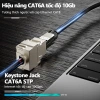 ZoeRax Keystone Jack RJ45 Cat6a/Cat6/Cat5e STP hợp kim kẽm không dụng cụ, hỗ trợ cáp 22‑26 AWG 5