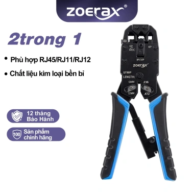 ZoeRax Kìm Bấm Cáp Mạng 10P10C - 3 Chức Năng Cắt/Bấm/Cạo, Tương Thích RJ45/RJ11/RJ12 & CAT5e/CAT6/CAT6A - Giá 247.499₫ ZoeRax Kìm Bấm Cáp Mạng 10P10C - 3 Chức Năng Cắt/Bấm/Cạo, Tương Thích RJ45/RJ11/RJ12 & CAT5e/CAT6/CAT6A - Giá 247.499₫