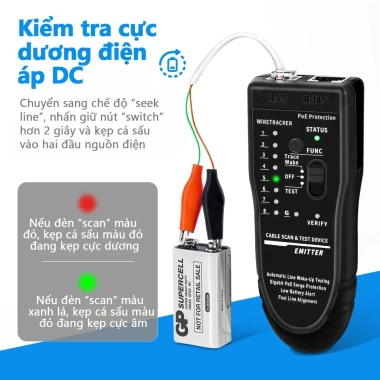 Zoerax Máy kiểm tra cáp RJ45 RJ11 thông minh, theo dõi mực dây CAT5/CAT6, có tai nghe - Giá ưu đãi 438.900 VND 4 Zoerax Máy kiểm tra cáp RJ45 RJ11 thông minh, theo dõi mực dây CAT5/CAT6, có tai nghe - Giá ưu đãi 438.900 VND 4