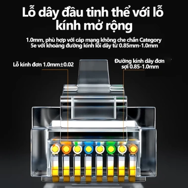ZoeRax Ổ cắm RJ45 modular CAT5e/CAT6 – Bề mặt vàng mạ 50, lỗ 1.1mm, phù hợp cáp Ethernet, giá 45.099₫ 2