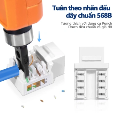 ZoeRax RJ45 Cat5e/Cat6 Keystone Jack nối Ethernet, giắc cắm tường màu trắng 2 ZoeRax RJ45 Cat5e/Cat6 Keystone Jack nối Ethernet, giắc cắm tường màu trắng 2