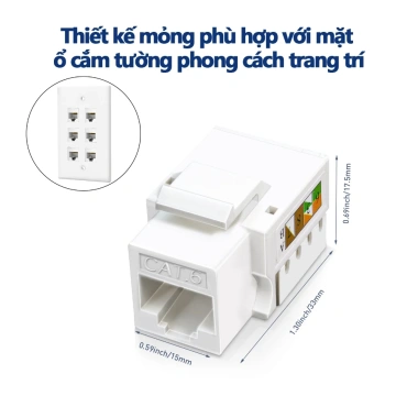 ZoeRax RJ45 Cat5e/Cat6 Keystone Jack nối Ethernet, giắc cắm tường màu trắng 6 ZoeRax RJ45 Cat5e/Cat6 Keystone Jack nối Ethernet, giắc cắm tường màu trắng 6
