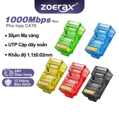 ZoeRax RJ45 CAT6 EZ Crimp Connector – Đầu Nối UTP Modular Plug Nhiều Màu, Dễ Lắp, Giá Ưu Đãi 80.299₫