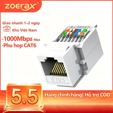 ZoeRax RJ45 Cat6 Mô-đun Keystone Không Cần Dụng Cụ Đầu Nối Nữ Trắng 19.599₫ ZoeRax RJ45 Cat6 Mô-đun Keystone Không Cần Dụng Cụ Đầu Nối Nữ Trắng 19.599₫