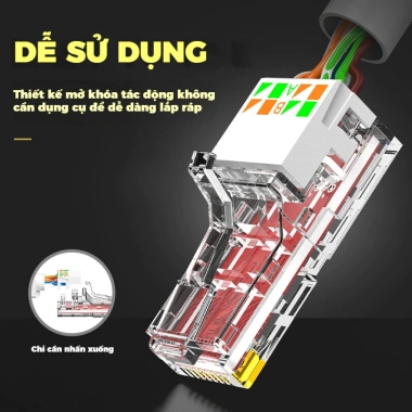 ZoeRax RJ45 CAT6A/CAT6/CAT5E Connector - Công cụ cắm kết thúc Ethernet 23-26AWG 2 ZoeRax RJ45 CAT6A/CAT6/CAT5E Connector - Công cụ cắm kết thúc Ethernet 23-26AWG 2