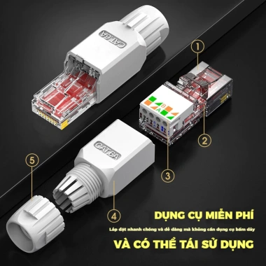 ZoeRax RJ45 CAT6A/CAT6/CAT5E Connector - Công cụ cắm kết thúc Ethernet 23-26AWG 8 ZoeRax RJ45 CAT6A/CAT6/CAT5E Connector - Công cụ cắm kết thúc Ethernet 23-26AWG 8