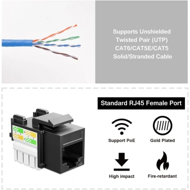 ZoeRax RJ45 Keystone Jack Cat6 Nhiều Màu - Kết Nối UTP Punch-Down Đứng Cáp Mạng, Giá Ưu Đãi 60.499 VND 4 ZoeRax RJ45 Keystone Jack Cat6 Nhiều Màu - Kết Nối UTP Punch-Down Đứng Cáp Mạng, Giá Ưu Đãi 60.499 VND 4