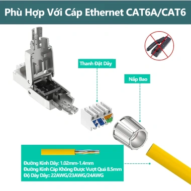 ZoeRax RJ45 Ống cắm UTP/STP 23AWG Cat6A-Cat8- Lắp nhanh không dụng cụ, giá 44.770₫ 8 ZoeRax RJ45 Ống cắm UTP/STP 23AWG Cat6A-Cat8- Lắp nhanh không dụng cụ, giá 44.770₫ 8