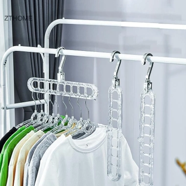 ZTHOME Móc Treo Quần Áo Nhựa Đỏ Đa Năng 9 Lỗ Xoay Ngang Dọc Đậm Dày Sấy Gia Đình