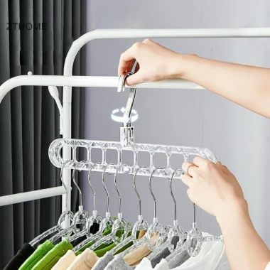 ZTHOME Móc Treo Quần Áo Nhựa Đỏ Đa Năng 9 Lỗ Xoay Ngang Dọc Đậm Dày Sấy Gia Đình