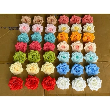 10 bông Hồng xoăn 12cm hoa vải giả - Trang trí bàn tiệc, giá ưu đãi 40.000đ