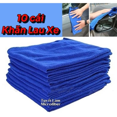 10 cái Khăn Lau Xe Microfiber 30x30-50x100 Loại 1 Mềm Mịn Không Sổ Lông Siêu Thấm Hút - 52.500₫