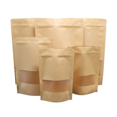 10 túi giấy kraft khóa kéo có cửa sổ: Đựng hạt, đồ ăn nhẹ, giá 10.000 VND