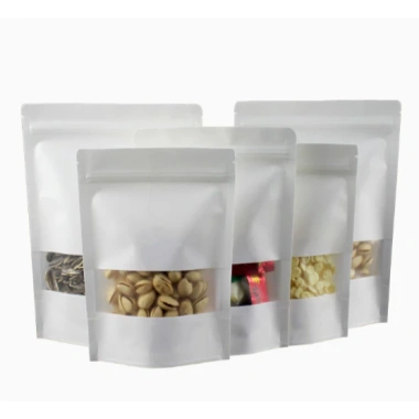10 túi giấy kraft khóa kéo có cửa sổ: Đựng hạt, đồ ăn nhẹ, giá 10.000 VND