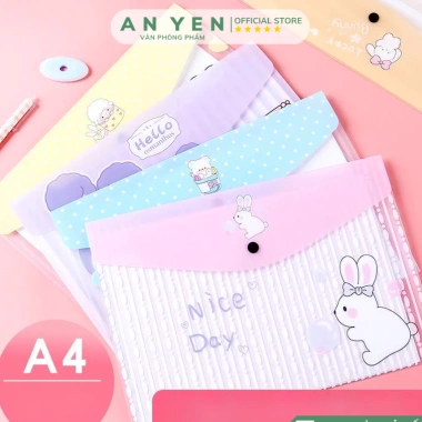 10 Túi khuy hoạt hình A4 khuy bấm, Túi My Clear, đựng tài liệu, chỉ 35.000 VND 6