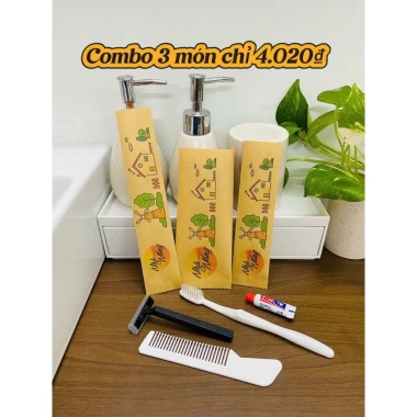 100 Bàn chải đánh răng cán tròn túi kraft vàng - In tên khách sạn, giá 85.000 VNĐ 5
