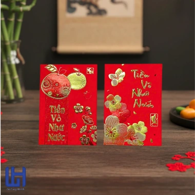 100 Bao Lì Xì 2.026 Vỏ Nhung Đỏ In Nổi Nhiều Chữ, Câu Chúc - 120gsm Giá Rẻ 15.200₫