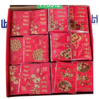100 Bao Lì Xì 2.026 Vỏ Nhung Đỏ In Nổi Nhiều Chữ, Câu Chúc - 120gsm Giá Rẻ 15.200₫