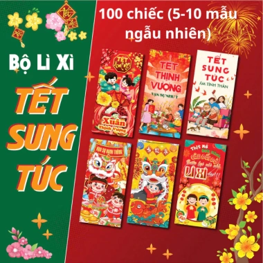 100 Bao Lì Xì Tết 2.026 Mã Du Xuân Giấy Dày C150 - Tặng Túi Bóng Kính, Giá 59,200 VND
