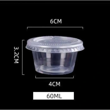 100 hũ chén 60ml nhựa nắp Xanhmart - Đựng sốt, caramen, nước chấm, tương, gia vị