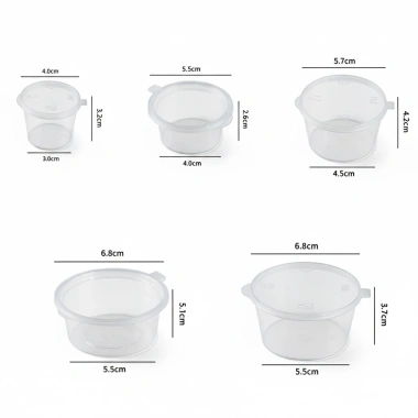 100 hũ chén 60ml nhựa nắp Xanhmart - Đựng sốt, caramen, nước chấm, tương, gia vị