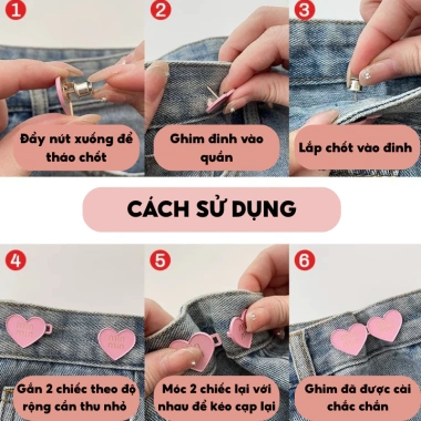 100 mẫu ghim cài Chít Eo Quần Bị Rộng - Nút cài thu gọn cạp, tiện lợi thời trang, chỉ 14.112₫ 2