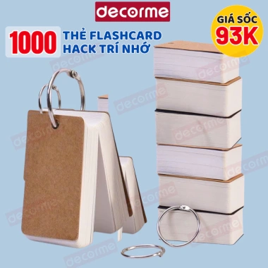 1.000 Thẻ Flashcard & Sổ Khoen Note Học Từ Vựng DecorMe - Giấy Planner Basic Phong Cách Hàn Quốc, Tiện Dụng, Giá 33.900đ