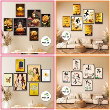 16 Bộ 6 Bức Tranh Treo Tường Canvas In Phát Tín Trang Trí Phòng Khách Có Keo Dán Giá Ưu Đãi 85.800₫