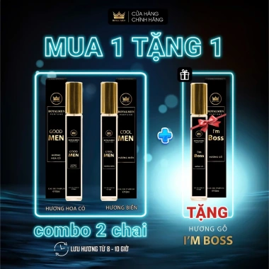 2 chai nước hoa RoyalMen Hương Biển & Hoa Cỏ - Tặng 1 chai Hương Gỗ, Giá 143.640₫