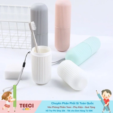 2 Hũ Đựng Bàn Chải & Kem Đánh Răng Du Lịch TEECI U011 - Ống Vân Trơn, 15.000₫
