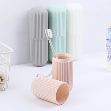 2 Hũ Đựng Bàn Chải & Kem Đánh Răng Du Lịch TEECI U011 - Ống Vân Trơn, 15.000₫