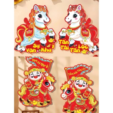 2 Miêng Dán Cửa và Tường Ngọ Thần Tài Ngựa Mã Thành Công - Tết 2.026 Giá 19.000 VND