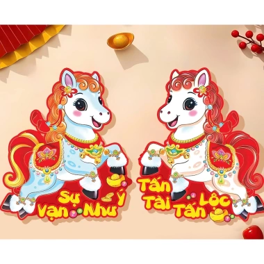 2 Miêng Dán Cửa và Tường Ngọ Thần Tài Ngựa Mã Thành Công - Tết 2.026 Giá 19.000 VND