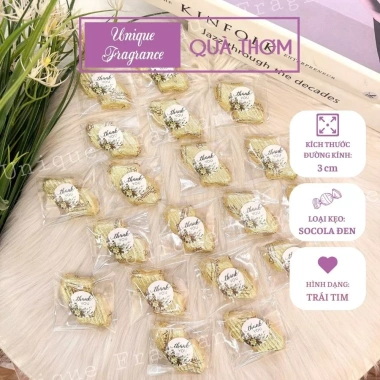 30 Gói Kẹo Socola Trái Tim 2 Viên - Quà Đám Cưới, Giảm 150k - UNIQUE FRAGRANCE 2