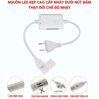 30M Dây Đèn LED 2.835 Nháy Đuổi Bọc Plastic Chống Nước - Tặng Nguồn LED Trang Trí Noel Tết 9 30M Dây Đèn LED 2.835 Nháy Đuổi Bọc Plastic Chống Nước - Tặng Nguồn LED Trang Trí Noel Tết 9