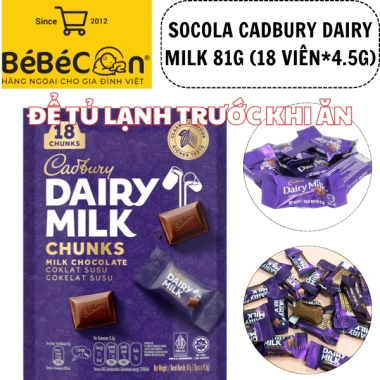 5 Bịch Kẹo Socola Milk Cadbury Dairy 81gr Vị Sữa Ngọt Ngào Giá Ưu Đãi 89.999₫ 6
