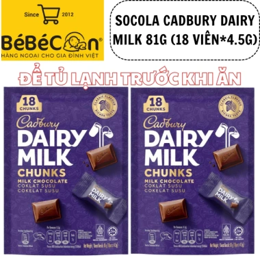 5 Bịch Kẹo Socola Milk Cadbury Dairy 81gr Vị Sữa Ngọt Ngào Giá Ưu Đãi 89.999₫ 7