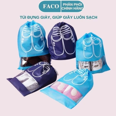 5 Túi Đựng Giày Vải Không Dệt Chống Bụi Chống Nước, Dây Rút Tiện Lợi - Travel Bag Giá 22.000₫