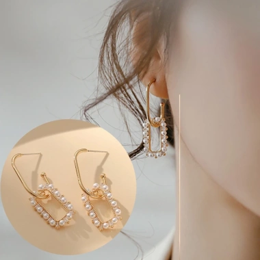 50 Kiểu Bông Tai Hàn Quốc Ngọc Trai Hình Học Không Đều Vòng Giọt Nước 31.899₫ 7