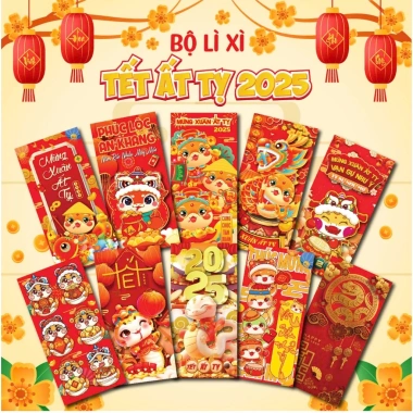 50 phong bao lì xì Tết 2.026 Bính Ngọ giấy dày, mực in sắc nét, tặng túi bóng kính - 32.140₫