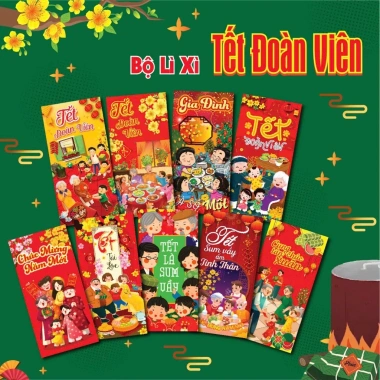 50 phong bao lì xì Tết 2.026 Bính Ngọ giấy dày, mực in sắc nét, tặng túi bóng kính - 32.140₫